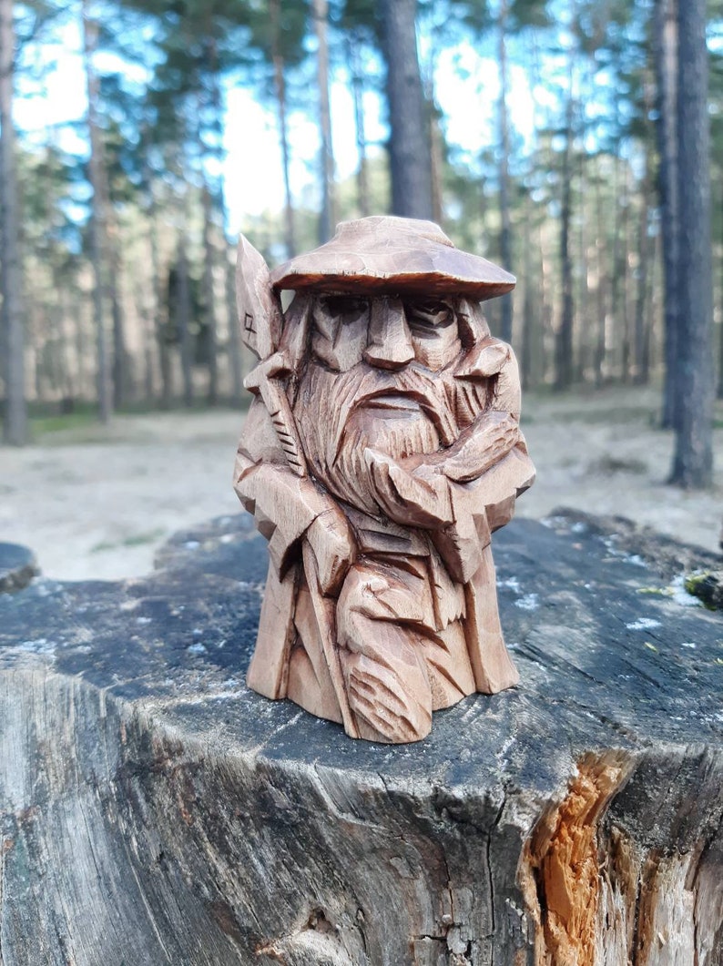 Norse God Odin Wooden Figure Odin statue Etsy