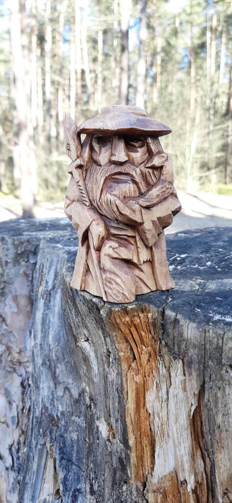 Norse God Odin Wooden Figure Odin statue | Etsy