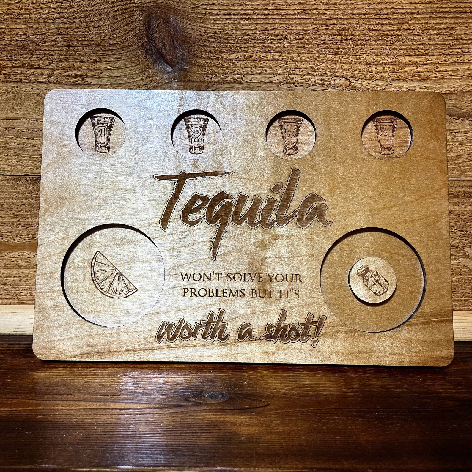 Tequila Serving Tray / Shot Glass Tray / Tequila Board Etsy