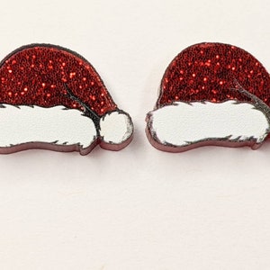 Santa earrings - Christmas earrings - Santa Claus jewelry - santa hat earrings - stud xmas earrings - pierced ears - holiday earrings