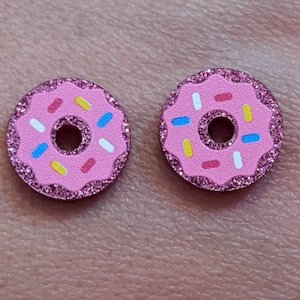 Donut earrings - pink studs - kid earrings - kawaii Earrings - food earrings - sweet earrings - sprinkle donut jewelry- kawaii jewelry