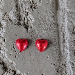 Mini red heart earrings- small earrings - heart earrings - kid earrings- love - Valentine&#39;s Day - dainty earrings - tiny - small - cute
