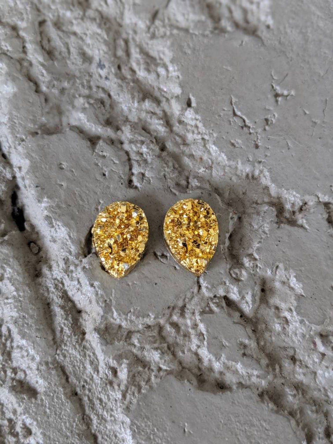 Gold Teardrop Druzy Earring Gold Druzy Sparkle Earring - Etsy Canada