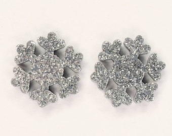 snowflake earrings - winter earrings - studs - christmas - sparkle - glitter earrings- santa - snowflakes - Christmas earrings - snowing