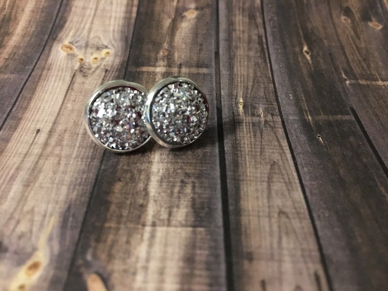 sparkle earrings round classy jewelry druzy earrings druzy studs silver earrings Silver druzy inspired earrings elegant