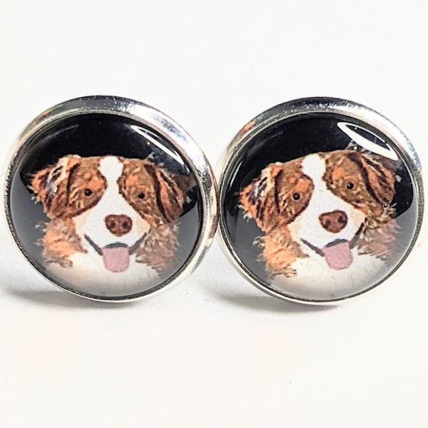 Australian shepherd earrings - dog earrings - pet jewelry - puppy jewelry - animal earrings - dog stud earrings - dog lover - pet