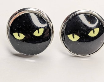 Cat earrings - kitty cat earrings - kitty jewelry - gifts for cat lovers - Halloween cat - pet pierced earrings - pet studs - black cat