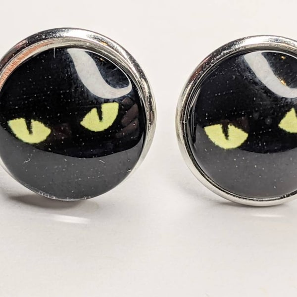 Cat earrings - kitty cat earrings - kitty jewelry - gifts for cat lovers - Halloween cat - pet pierced earrings - pet studs - black cat