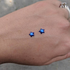 Dainty star earrings - dark blue stud earrings - star studs - mini earrings - star jewelry - earrings for kids - blue earrings - stars