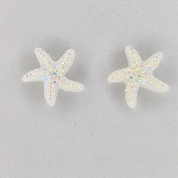 Starfish earrings - beach - mermaid earrings - under the sea - vacation jewelry - starfish earrings - pierced ears - sparkle white