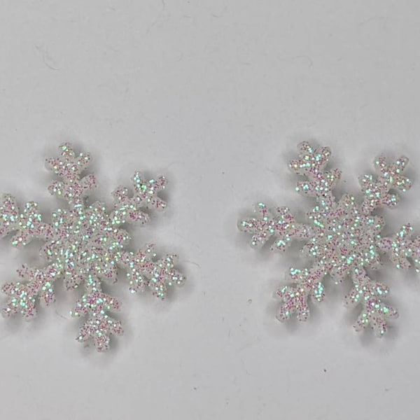 Christmas earrings - snowflake earrings - winter jewelry - Christmas jewellery - white sparkle stud earrings - kid earrings - pierced ears