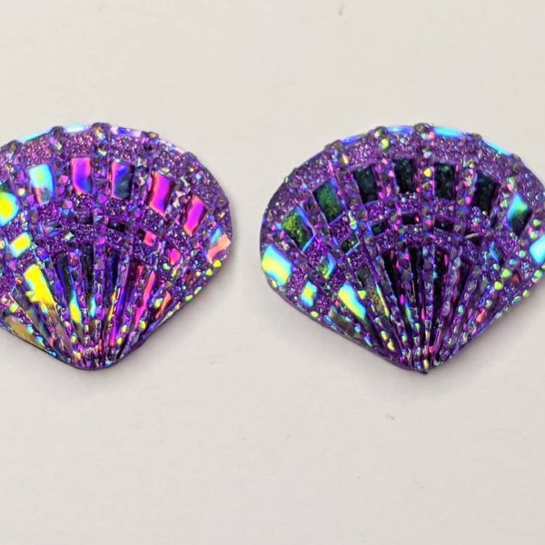 Iridescent shell earrings - purple earrings - sea shell earrings - beach jewelry - vacation jewelry - summer earrings - tropical - mermaid