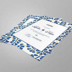 Mexican style wedding invitations, mexican talavera texture. image 5