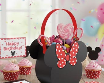 Scatola portaconfetti Minnie rossa - Modello stampabile fai da te per compleanni e dettagli speciali
