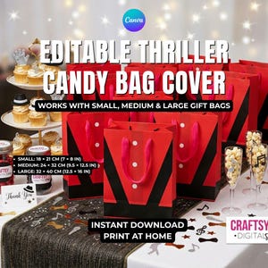 Template to print at home, Michael Jackson theme, cover for candy bag.