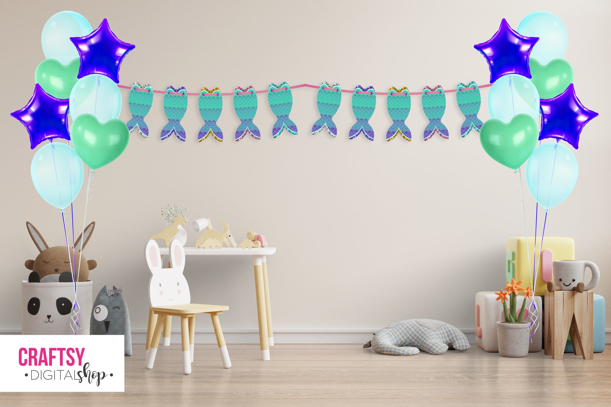 Little Mermaid Tail Banner. Ready to Print at Home. - Etsy UK