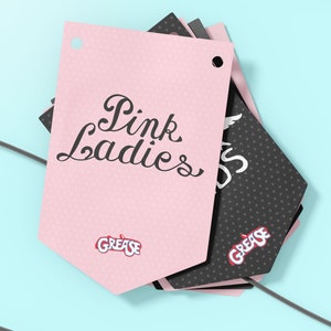 T Birds und Pink Ladies Banner-Vorlage, Grease-Mottoparty.