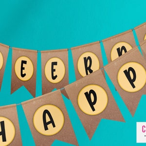 Beer themed HAPPY BIRTHDAY banner template