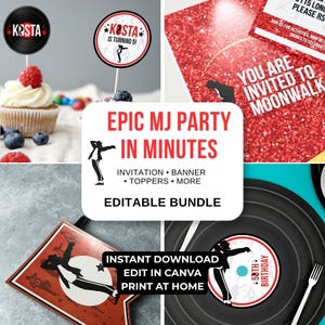 Michael Jackson Party Bundle Canva | Epic Party Setup in Minutes | Editable MJ Birthday Kit | No Design Skills Needed | Instant Download
