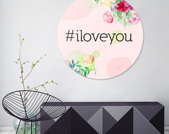 Digital art of flowers with hashtag #iloveyou