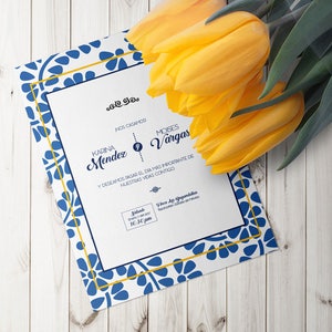 Mexican style wedding invitations, mexican talavera texture. image 2