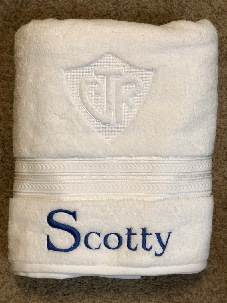 LDS CTR White embossed baptism towel | Etsy