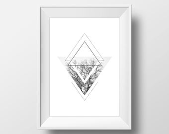 Tree Geometry, Wall Prints, Scandinavian Art,  Wall Decor, Scandinavian Wall Prints, Modern Wall Print