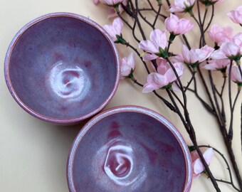 Handmade Moody Pink Shallot Ceramic Cups: Espresso, Sake, Tea, Dessert, Trinkets, Jewelry