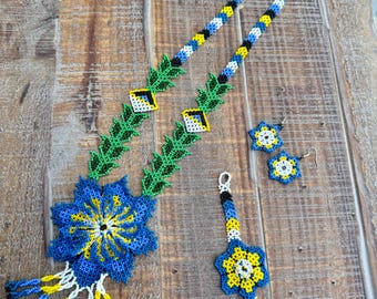 Handmade Mexican Beaded Necklace: Floral Statement Jewelry