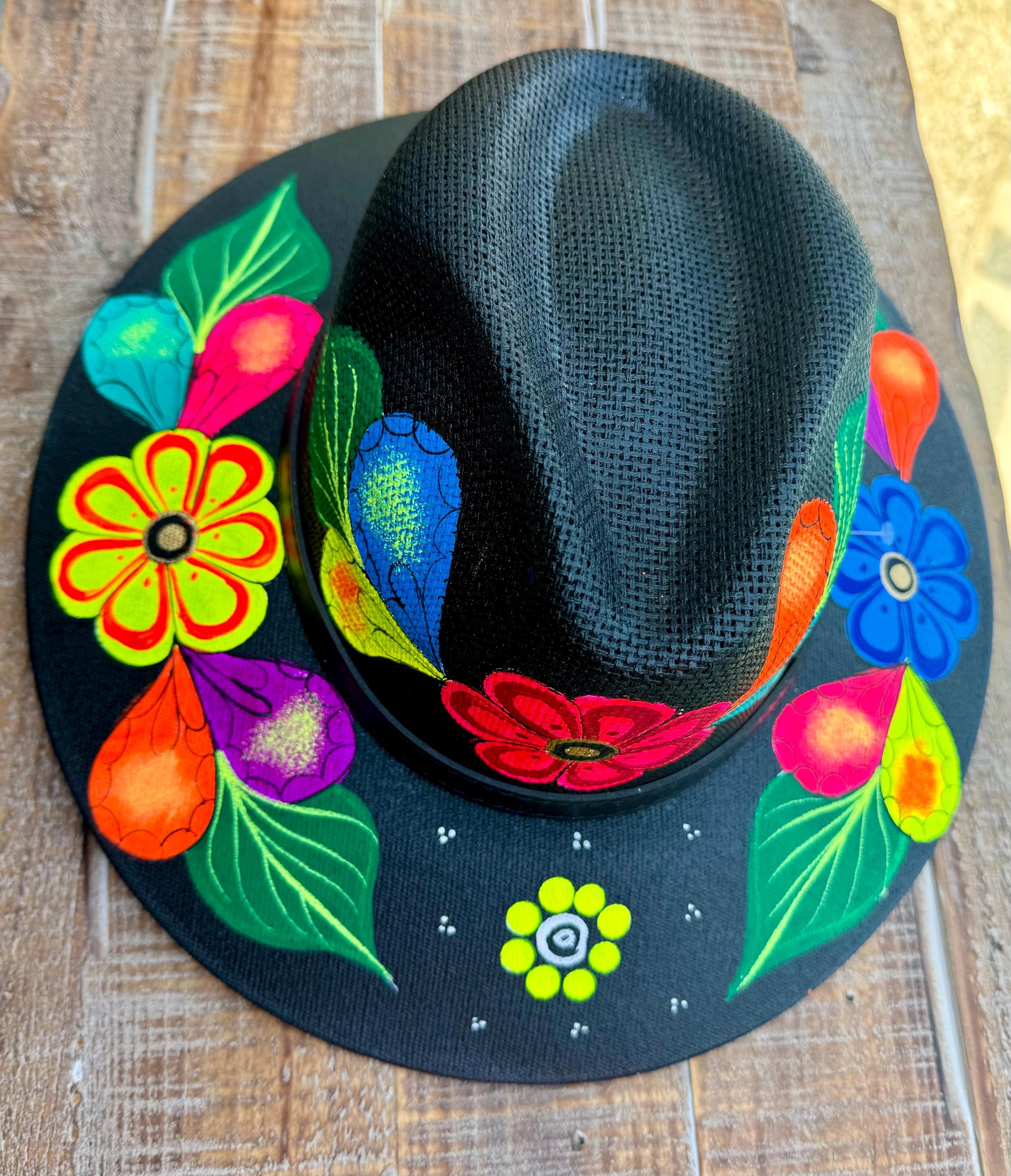 NW/OT!! ARTISANAL HAT HANDMADE IN MEXICO BY MEXICAN CRAFTSMAN Hand Painted Fernanda Hat – Origin Mexico main image 2
