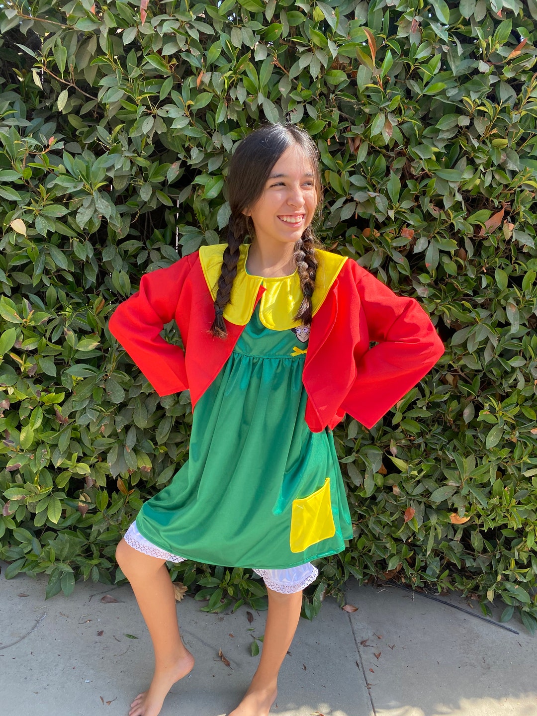 green emerald velvet dress ZIFUNMUR Women Girls Chilindrina Costume Green Dress Red Knit Cardigan  Shorts Glasses Full Set Halloween Cosplay Outfit (Kids, 110) :  Amazon.com.au: Toys & Games main image 1