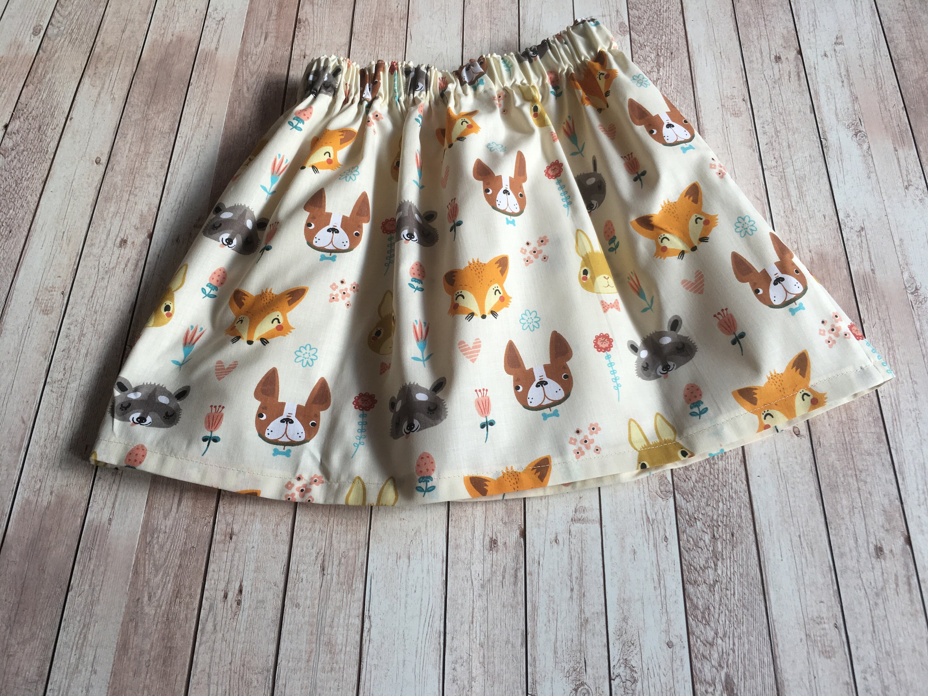 Girls animal skirt, Elasticated girls skirt, Toddler skirt, Animal