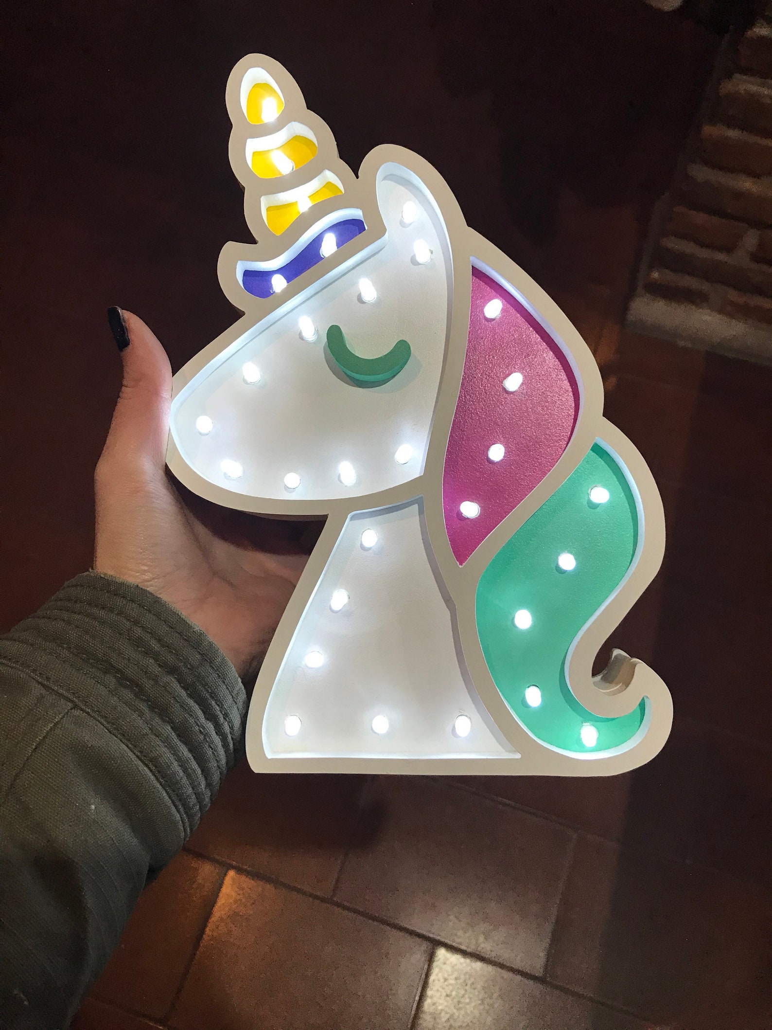 Unicorn Night light/ light lamp. Lámpara Unicornio con luces Etsy