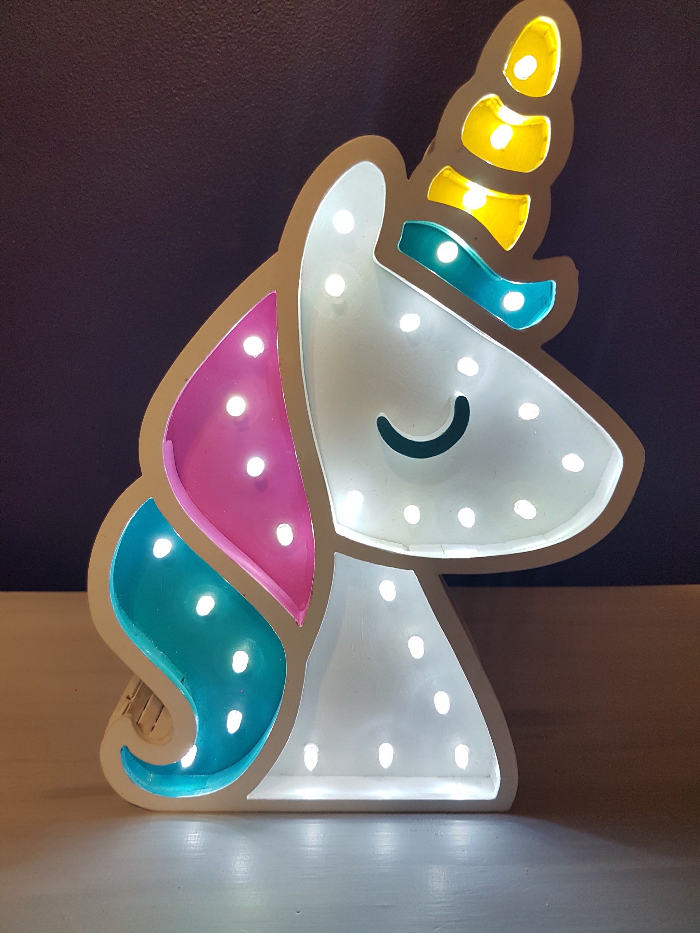 Unicorn Night Light/ Light Lamp. Lámpara Unicornio Con Luces Etsy UK