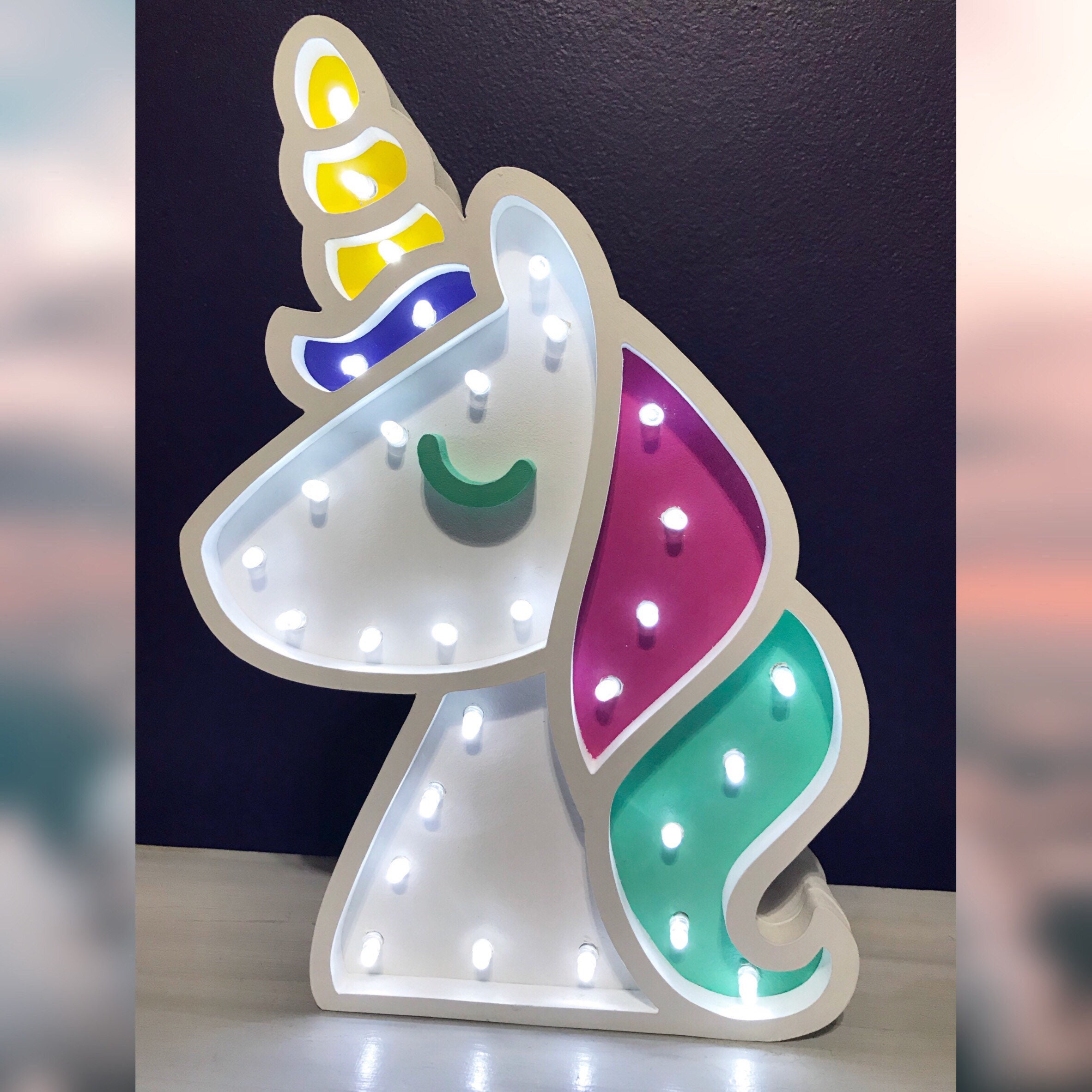 Unicorn Night Light/ Light Lamp. Lámpara Unicornio Con Luces Etsy UK