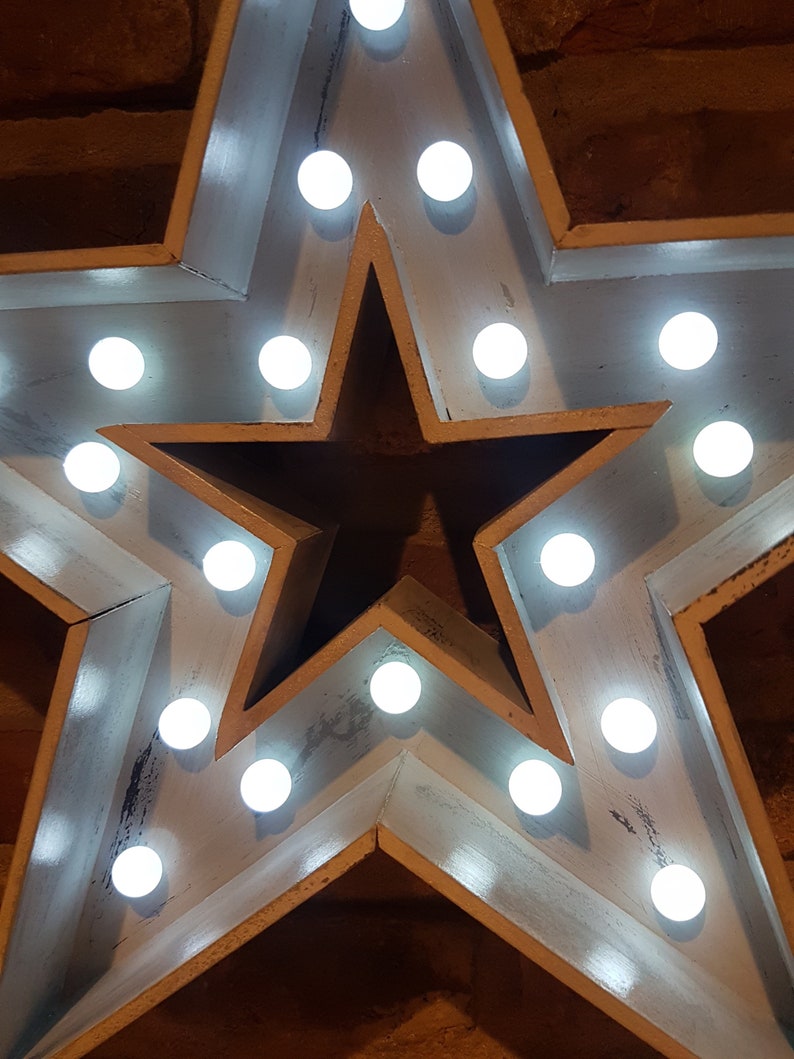 Estrella de madera con luces Etsy