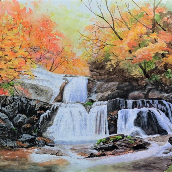 Watercolor Waterfall Etsy