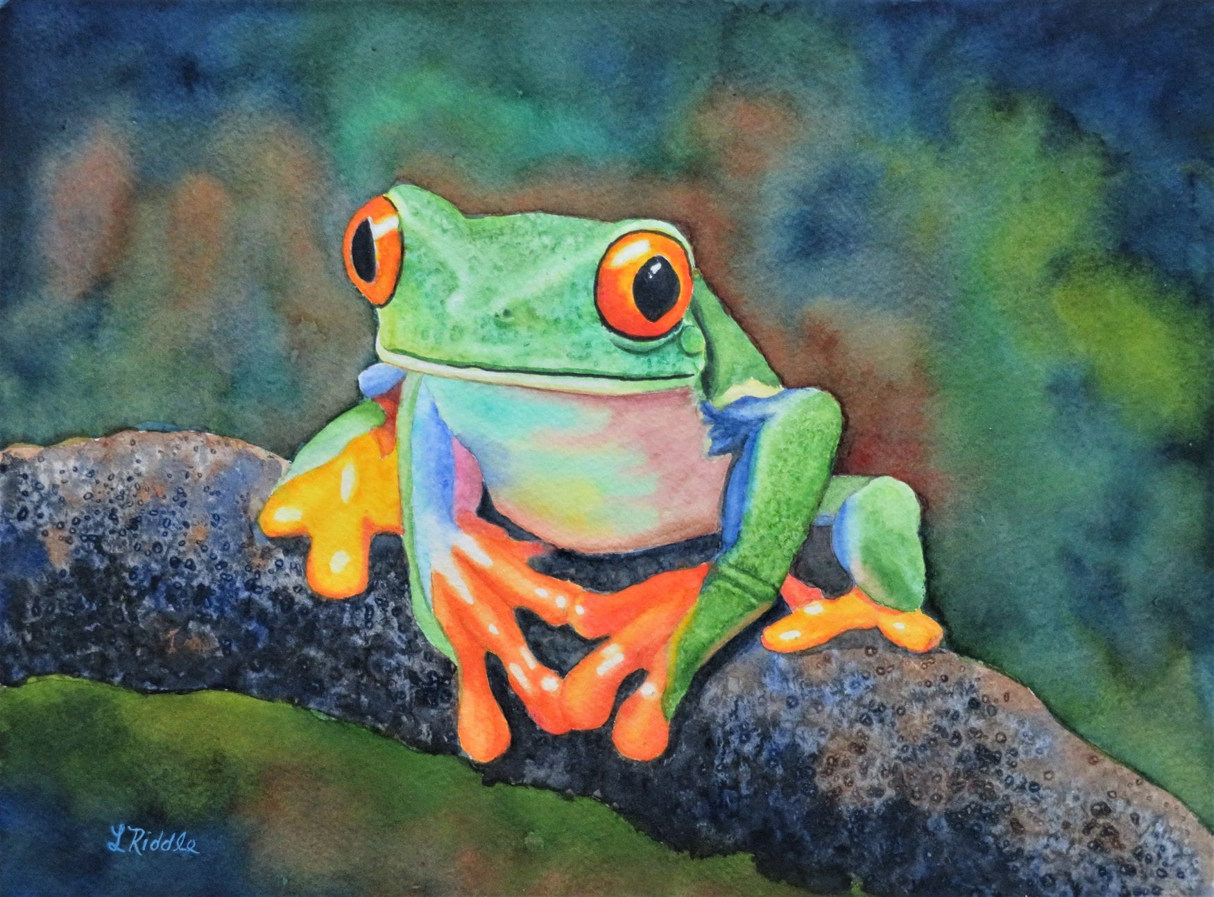 Tree Frog 2 watercolor original painting colorful frog on a Etsy