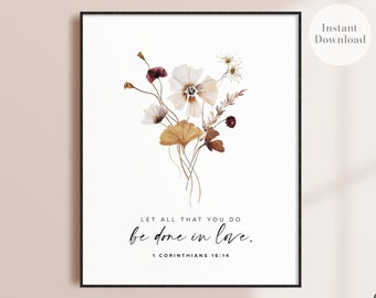 Let all that you do be done in love Bible Verse Quote Bible Verse Wall Art  1 Corinthians 16 14 Christian Wall Art, Print DIGITAL