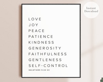 Fruit of the spirit, Bible Verse Wall Art, Galatians 5 22, Bible Verse Printable, Scripture Wall Art, Printable Wall Art, Bible Verse