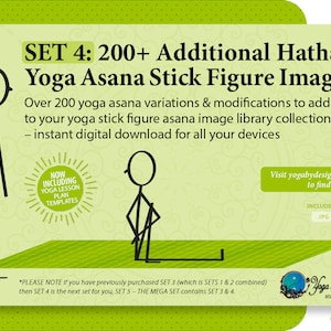 SET 4: 200+ Hatha Yoga Pose Stick Figure Asana Additional Images + 2 Yoga Class Lesson Plan Templates – Personal Usage Licence