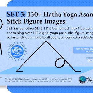 SET 3: 130+ Yoga Pose Stick Figure Images + Free Yoga Lesson Plan Templates (inc Sun Salutations A & B sequences)– Personal Usage Licence