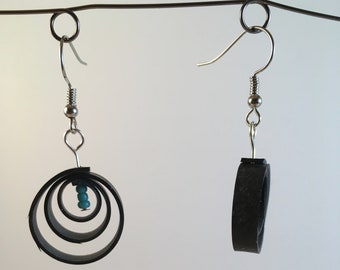 SUNSET TRI CIRCLES | recycled bike tube earrings