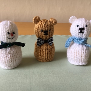 Knitting pattern for Teddy bear, Polar bear and a snowman