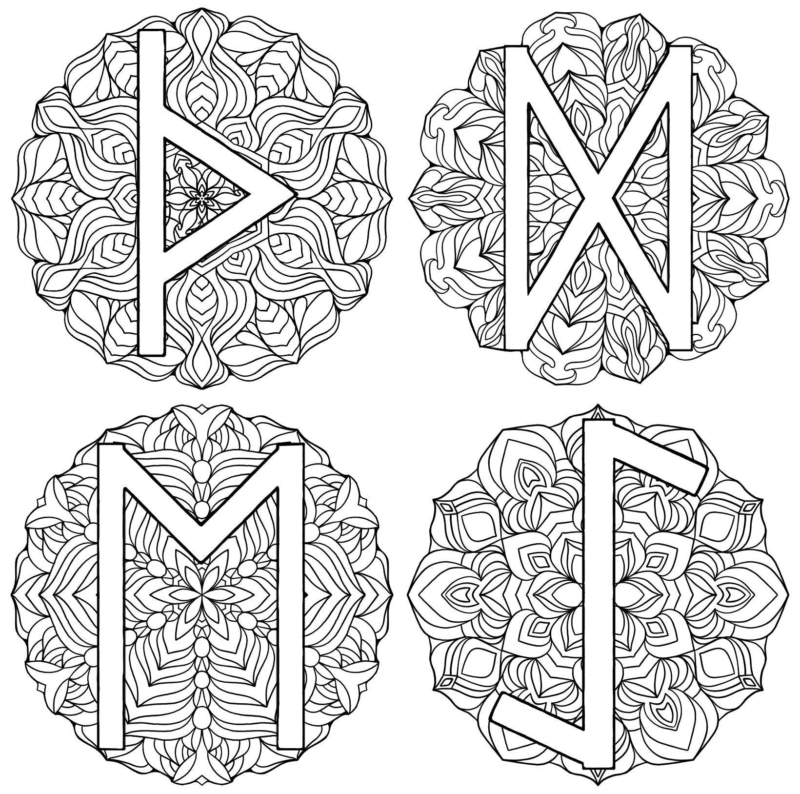 Mandala Rune 26 Norse Rune Mandala Coloring Pages - Etsy