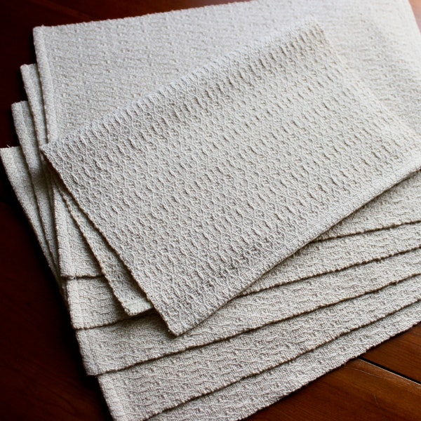 Handwoven Placemats Set of SIx Hand Woven Place Mats 6 Cream Off White Ivory Cotton Perle Mercerized