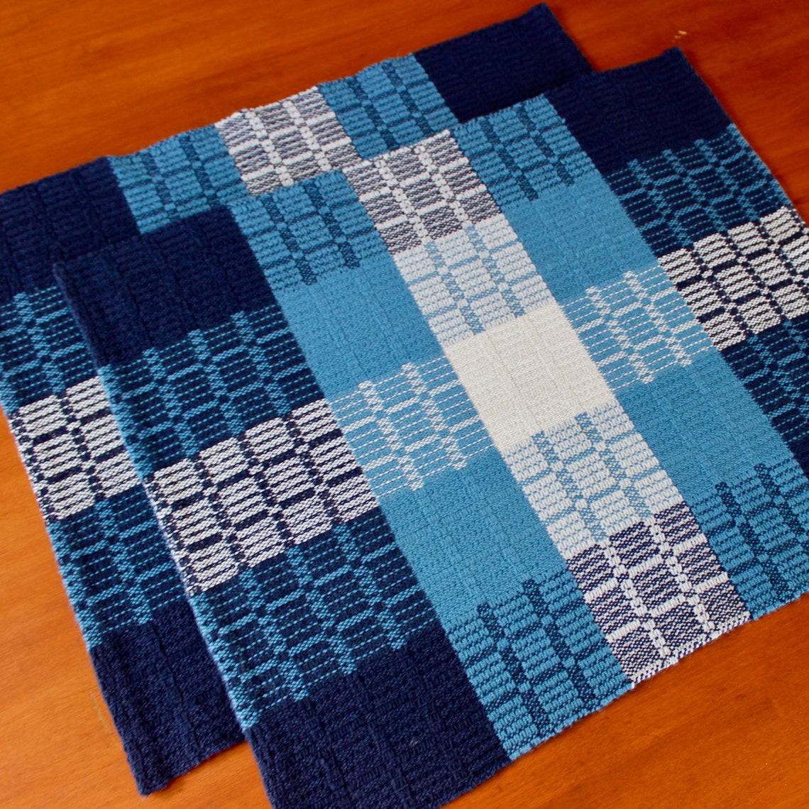 Placemats Handwoven Hand Woven Place Mats 2 Cotton Linen Blue Etsy