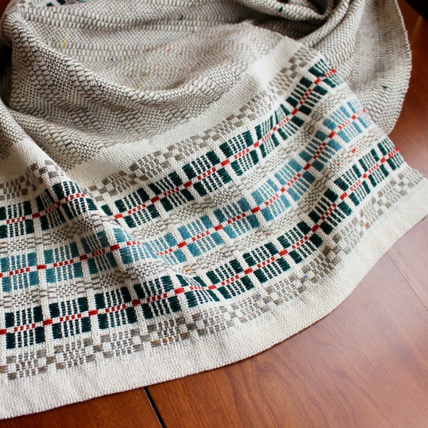 Mano Tejido mesa Runner Tejido a mano Algodón Polvoy Teal Forest Verde Rojo Gris Marrón Tweed Natural Overshot Dresser Bufanda Cinturón de monje