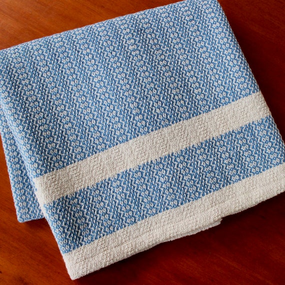 Handwoven Towel Blue White Dish Kitchen Hand Woven Cotton Linen Natural Medium Cornflower Large Twill Chef