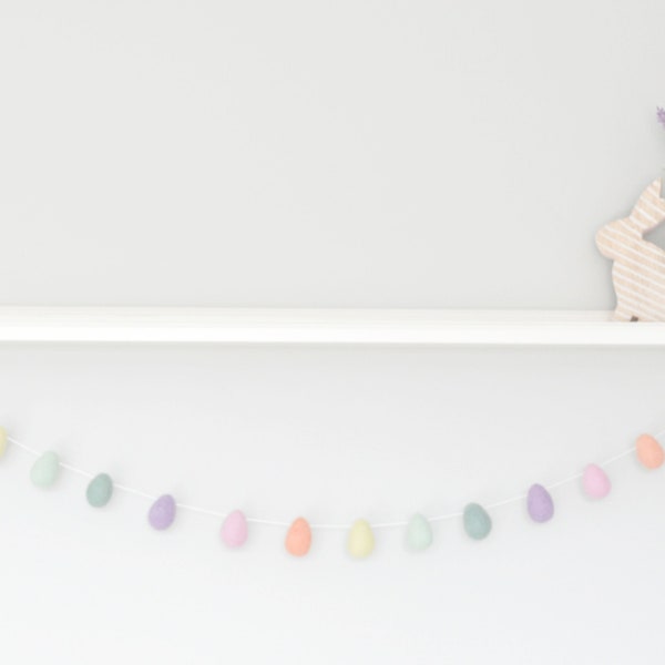 Easter Egg Garland - Pastel Rainbow - Spring Decor - Felt Eggs 4 cm